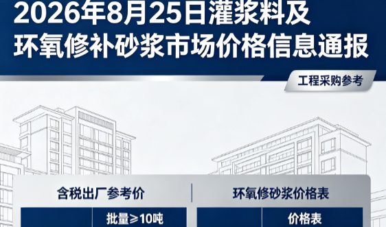 浦北2026年8月25日灌浆料及环氧修补砂浆市场价格信息通报